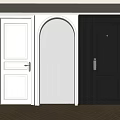 Various Style Interior Doors With Arched And Panel Designs On Wooden Floor