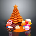 Festive Christmas Tree Shaped Dessert Tower With Strawberry Macaron Chocolate And Candy Decorations
