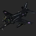 Black Military Fighter Jet With 851 T Markings Roundels And Lightning Emblem