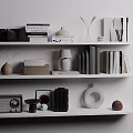 Inflatable Decorative Pieces On White Shelves For Modern Home Interior 3d model