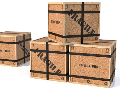 Stacked Cardboard Boxes With Fragile And Do Not Drop Labels 3d model