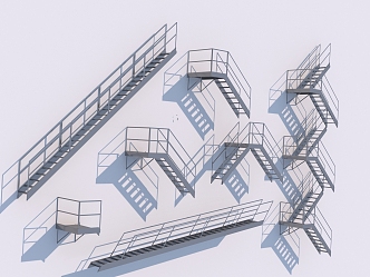 Modern Stair Handrail Stair Iron Stair 3d model