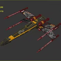 Futuristic Sci Fi Fighter Spaceship With Dark Gray And Orange Accents And Multiple Wings