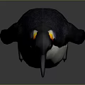 3D Penguin Model With Black And White Feathers And Orange Beak Standing On Gray Background