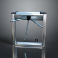 Stainless Steel Turnstile With Square Frame Black Top And Three Silver Bars