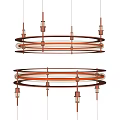 Modern Double Layer Circular Chandelier With Metal Frame And Hanging Lights 3d model