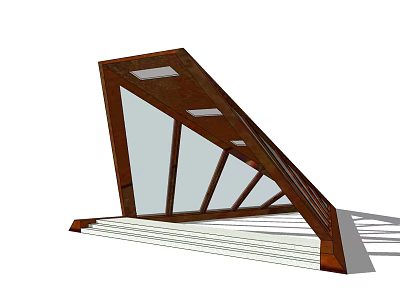 Sloped Skylight With Brown Wooden Frame And Glass Panels Design 3d model