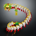 Colorful Decorative Dragon Art Piece With Feathered Head Tassel And Vibrant Scales