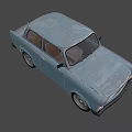 Light Blue Vintage Sedan With Round Headlights And Classic Front Grille Design