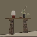Modern Elegant Console Table in Entryway With Table Lamp Vase And Decorative Bowl