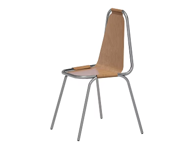 Modern Dining Chair With Wooden Seat Backrest And Metal Frame For Home Kitchen 3d model