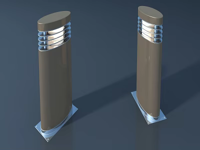 Modern Brown Cylindrical Outdoor Lights With Metallic Base And Illuminated Top 3d model