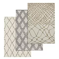Modern Square Rugs Featuring Geometric Diamond And Net Like Patterns In Neutral Tones 3d model