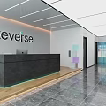 Sleek Modern Office Reception Counter In Bright Minimalist Corporate Lobby With Custom Brand Wall