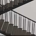 Modern Indoor Staircase Design With Dark Wooden Steps And Black Railings