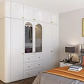 Modern White Bedroom Wardrobe Design With Glass Doors Drawers And Storage