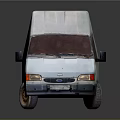 Light Green Vintage Van With White Roof Red Windshield Cover And Rusty Wheels