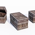 Three Vintage Wooden Trunks with Rustic Design and Metal Clasps