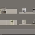 Stylish White Wall Shelves On Beige Wall With Books Decorations And Magazines