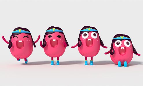 Modern game character cartoon red potato 3d model