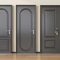 Dark Gray Flush Doors With Different Panel Designs And Metal Handles For Home Interior 3d model