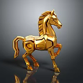 Golden Geometric Horse Sculpture With Modern Design And Shiny Reflective Base