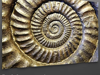 Golden Spiral Wall Decor With Intricate Relief Texture For Modern Interior 3d model