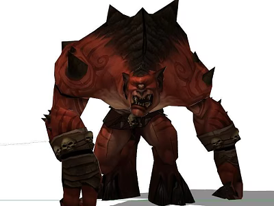 Fierce Red Spiked Game And Movie Character With Muscular Body Armor And Decorative Patterns 3d model