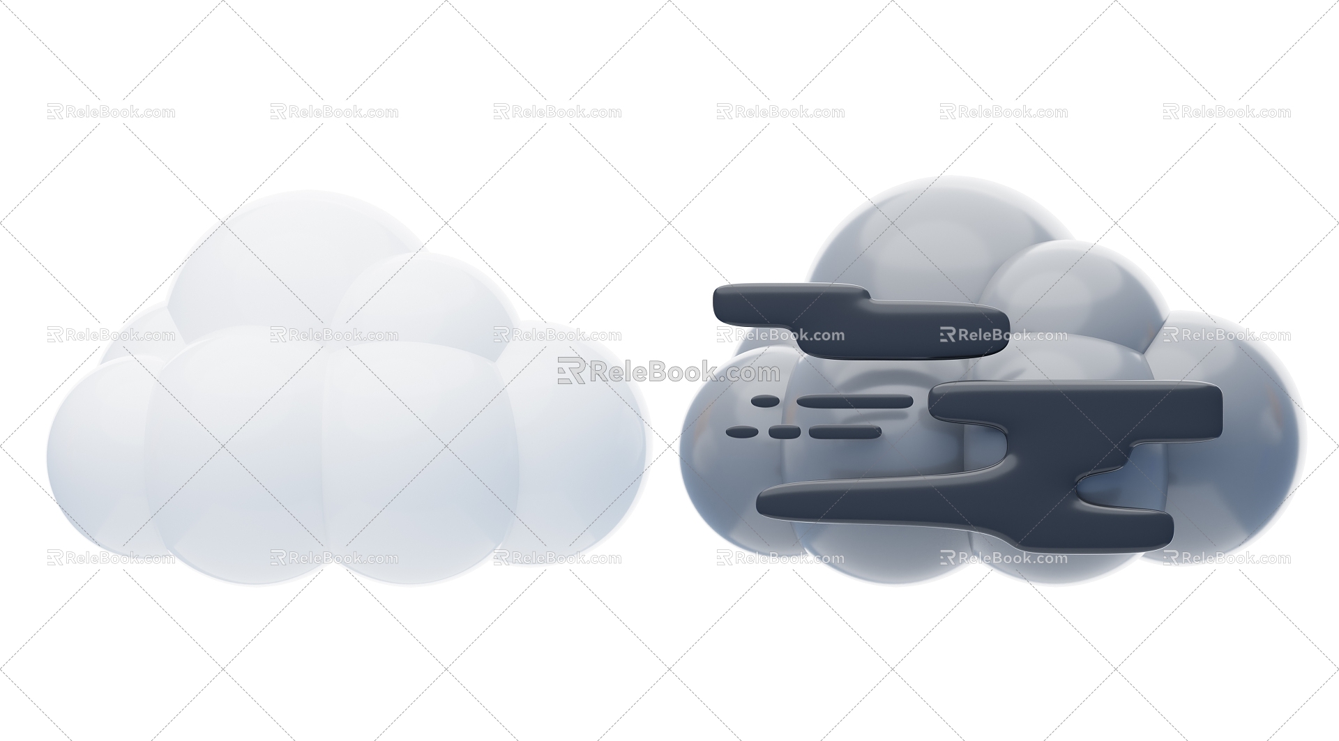 Modern White Clouds Dark Clouds Cartoon Dark Clouds 3d model