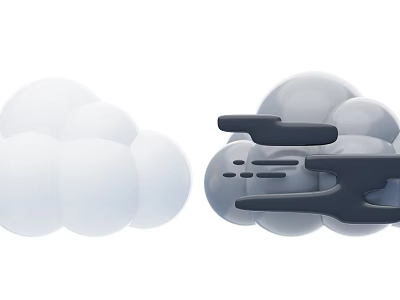 Modern Cloud Shaped Decorative Ornament Set in White and Gray for Home Decoration 3d model