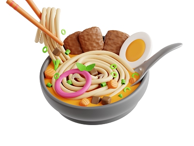 Modern Noodle Food Cartoon Food 3d model
