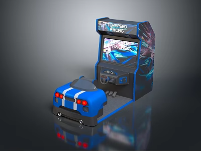 Arcade Racing Game Machine With Computer System Steering Wheel Controller And HD Screen 3d model