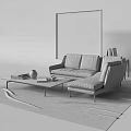 Modern Double Sofa Fabric Multi-Person Sofa Coffee Table Book Ornaments 3d model