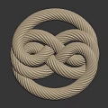 Modern Golden Intertwined Rope Knot Circular Decorative Furniture Piece With Textured Finish