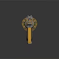Futuristic Sci Fi Gun With Golden Silver Metal Parts Wooden Grip And Green Glowing Elements