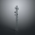 Tall Metal Telecommunication Tower Structure With Multiple Antennas And Transmission Gear