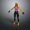 Game Movie Character Featuring Yellow Cap Red Braids Red White Tank Top Black Ripped Pants 3d model