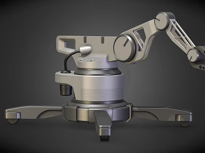 Industrial Robotic Arm With Metallic Structure And Rotary Joints On Stable Base 3d model