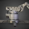 Industrial Robotic Arm With Metallic Structure And Rotary Joints On Stable Base