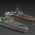 Two Modern And Classic Yachts With Green Deck And Antenna Structure