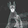 Mystical Black Dog Creature With Red Eyes Spiked Ears And Wispy White Smoke
