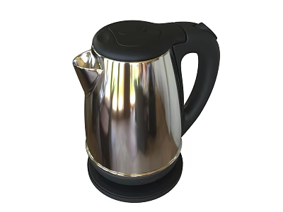 Stainless Steel Electric Kettle With Modern Design And Black Handle For Kitchen Appliance 3d model