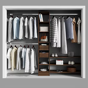 Modern Wardrobe Open Wardrobe Cloakroom 3d model