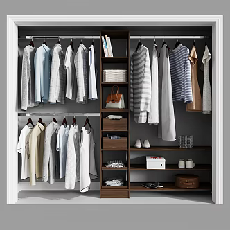 Modern Wardrobe Open Wardrobe Cloakroom 3d model