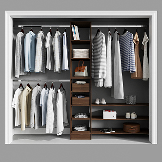 Modern Wardrobe Open Wardrobe Cloakroom 3d model