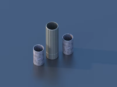 Decorative Ornament Set with Three Cylindrical Pieces Varying Heights Metallic And Textured Finish 3d model