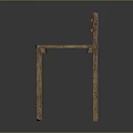 Long Wooden Bridge Architectural Structure With Supporting Pillars And Wooden Planks