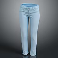 Light Blue Denim Straight Leg Jeans For Women's Casual Comfortable Wear