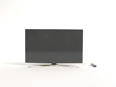 Modern Black Computer Monitor With Stand And Remote Control On White Background 3d model