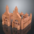 Wooden Building Blocks Toy for Children Featuring Castle Structure Arch and Spire Tops